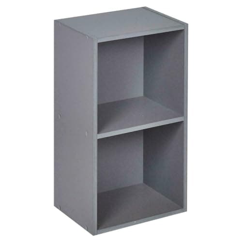 Image of URBNLIVING Tier Wooden Bookcase Shelving Display Storage Shelf Unit Wood Shelves (Grey, 2 Shelf)