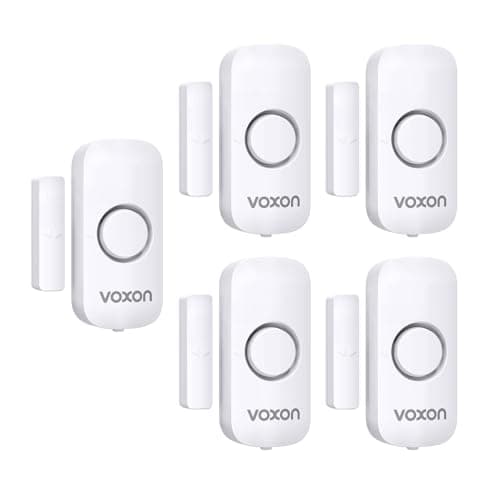 Image of VOXON Wireless Door and Window Alarm Sensor 5 Pack 2 Modes Magnetic Window Door Burglar Alarm with 100dB Loud for Kids Safety Home Shop Security