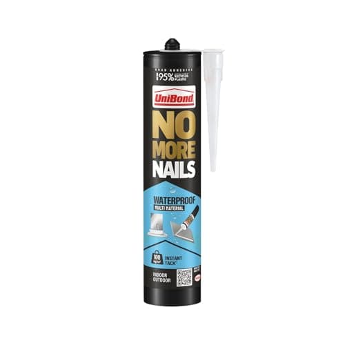 Image of Unibond No More Nails Waterproof Instant Grab Mounting Adhesive Glue 280ml Cartridge, Strong Heavy Duty Fixing for Indoor and Outdoor Surfaces, Multi-Surface Bonding