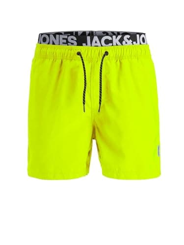 Image of JACK & JONES SPLICELOGO Men's Swimming Trunks S M L XL XXL Black Red Orange, Yellow (Safety Yellow), 3XL