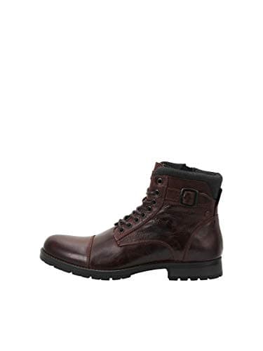 Image of JACK & JONES Jfwalbany Leather Brown Stone Sts, Men’s Biker Boots, Brown, 7 UK (41 EU)