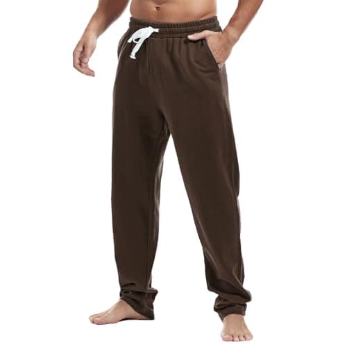 Image of Amy Coulee Mens Joggers Bottoms Cotton Running Gym Tracksuit Bottoms Casual Straight Leg Sweatpants (Chocolate Brown, M)