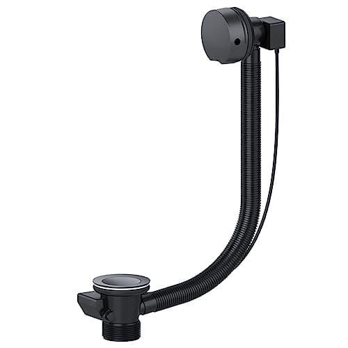 Image of SPARES2GO Bath Waste Combination Twist Plug 40mm 1.5" Overflow Pop Up Trap (Black)