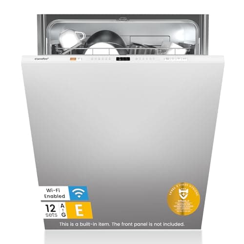 Image of COMFEE' KWH-BD1215P-W Fully Integrated Dishwasher with 12 Place Settings, Cloud Wash, Extra Drying, Built-in Dishwasher with Delay Start, Quick Wash - White