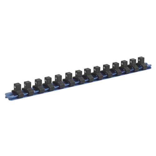 Image of Sealey Sr3814 Socket Retaining Rail with 14 Clips Aluminium 3/8Sq Drive