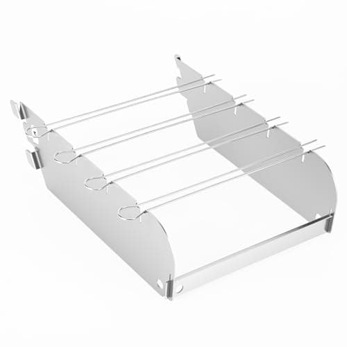 Image of GFTIME Primezone Wind Shield for RÖSLE Videro G2-S/G3-S/G4-S/G6-S - with 4 Stainless Steel Barbecue Skewers - Wind & Splash Guard, Stainless Steel Skewer Holder - Silver