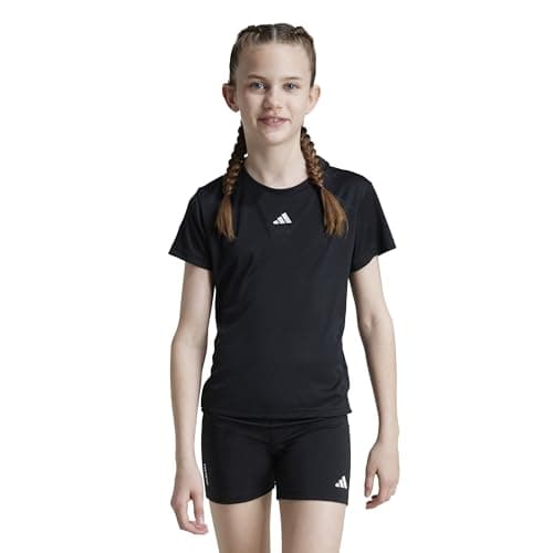 Image of adidas Girl's Train Essentials Regular Fit Logo Training T-Shirt Junior Girls, Black/White, 7-8 Years