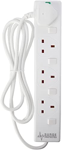 Image of pro elec plpl15330pl 2 m Switched and Surge Protected 4 Gang Extension Lead white