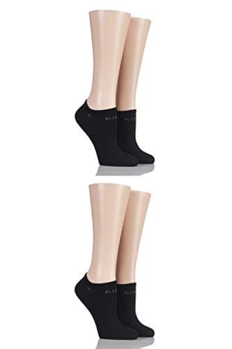 Image of ELLE Ladies Bamboo No Show Socks Pack of 4 Black 4-8