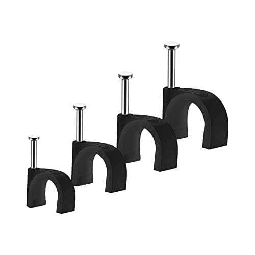 Image of Abnii Cable Clips, 400 Pcs Wire Clips Durable Black Round, 4 Size 4mm 6mm 8mm 10mm,Cable Tacks Wire Tidy Clips,Black-4/6/8/10mm