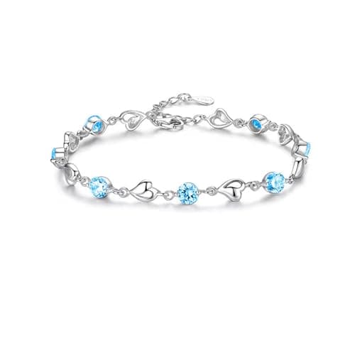Image of GAUEIOUR Blue Crystal Heart-Shaped Bracelet for Women - Adjustable Love Bracelet Set With Zircon, Shiny Crystal