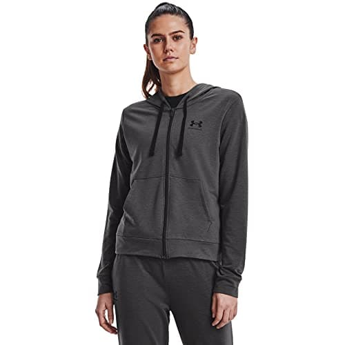 Image of Under Armour Women's Rival Terry Full-Zip Hoodie Fleece Tops, Jet Grey, M