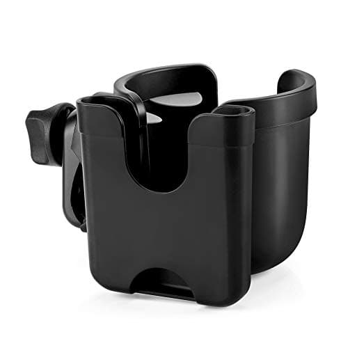 Image of Accmor 2-in-1 Universal Cup Holder with Phone Holder, for Uppababy Stroller, for Bike, Wheelchair, Walker, Scooter, Black