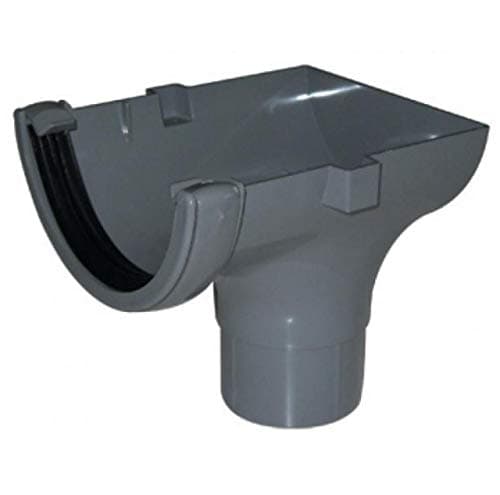 Image of PACK OF 2 - FLOPLAST 112mm Half Round Gutter Stop End Outlet - Grey