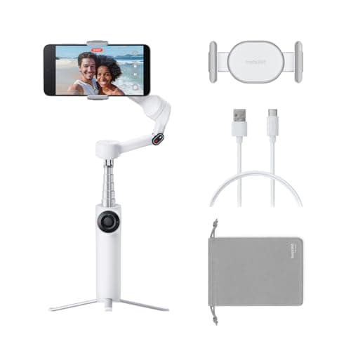 Image of Insta360 Flow 2 White Gimbal Stabilizer for Smartphone - Foldable AI Phone Gimbal, AI&Multi-Person Tracking, Built-in Tripod/Selfie Stick, Remote control, iPhone/Android Phone Stabilizer, Travel&Vlog