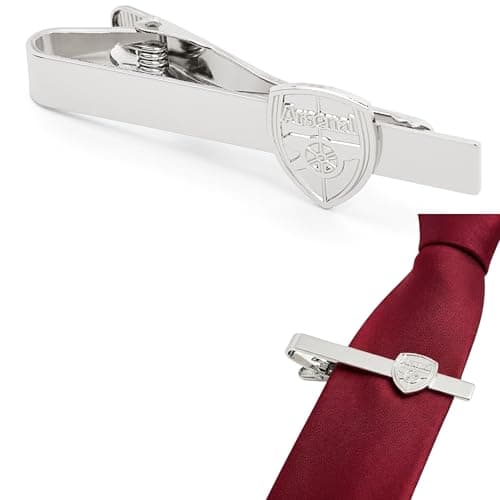 Image of Officially Licensed Arsenal FC Silver Plated Crest Tie Slide Clip- in Gift Box (50mm)