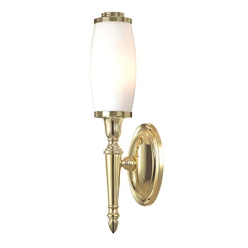 Image of IP44 - Wall Light - Sconce - Enclosed Long Glass Shade - LED Bulb Included - Suitable for Bathrooms - Highly Polished Brass Finish - LED G9 3.5W Bulb