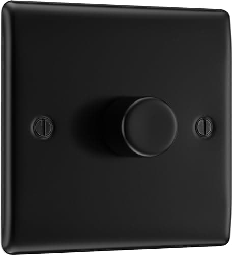 Image of BG Electrical Intelligent Single Wall Dimmer Switch, 2 Way, Raised Profile, Round Edges, Nexus Metal, Matt Black, 200W, NFB81