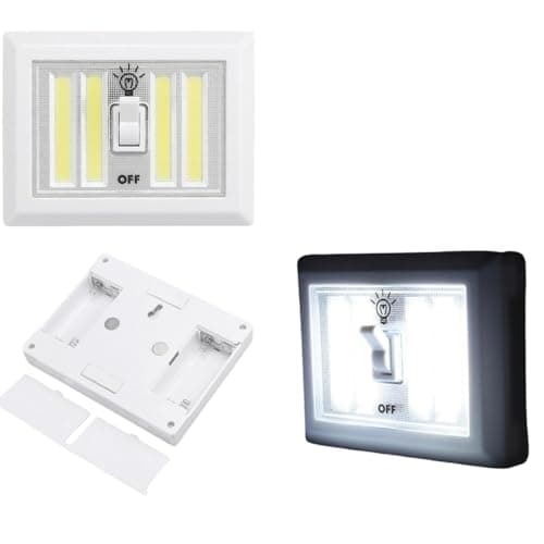 Image of HomeZone Garden Mile Dual COB LED Battery Light Switch Cordless Adhesive Night Battery Operated Lights Portable Battery Lights for Cupboards, Wardrobes, Shed, Baby Nursery, Bedrooms, Kitchen, Garage