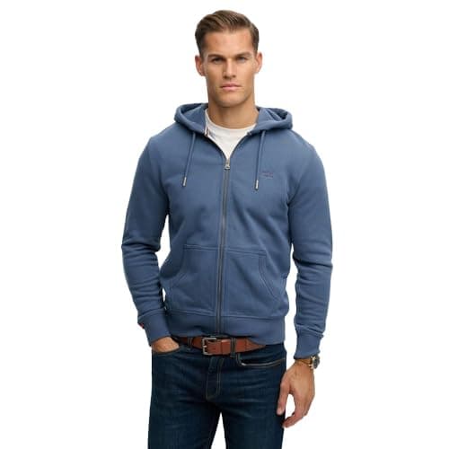 Image of Superdry Essential Logo Zip Hoodie HB M2014128A Vintage Indigo M