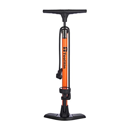 Image of TOOLITIN Floor Bike Pump with Gauge,160 Psi High Pressure,Bicycle Pump Compatible with Presta and Schrader Valve,Bike Tire Pump for Road Bike,MTB,Hybrid,Balls