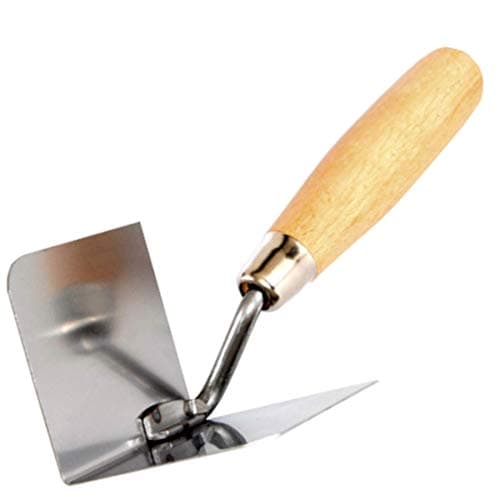 Image of Toolty Stainless Steel Lining, Plastering Trowel - Internal Corner Trowel - 80x60mm - Wooden Handle - for Brickwork and Plastering - DIY - TLTY-0800