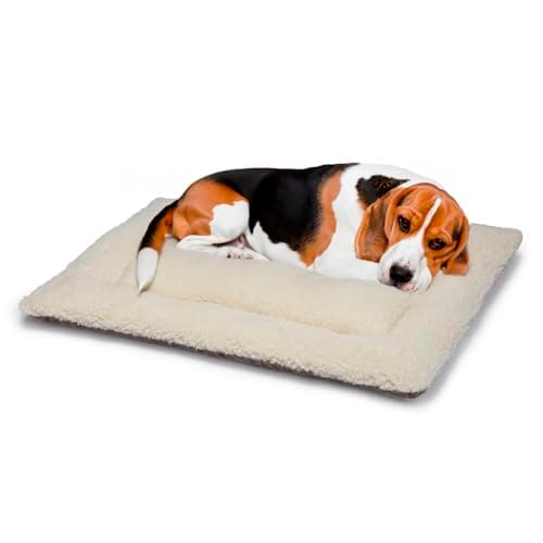 Image of British Wool Dog Bed for Dogs - Machine Washable Quilted Cage Pad with Tweed Base, Luxurious Small Dog Bed (76x50cm) - Made in England