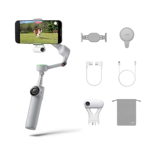 Image of Insta360 Flow 2 Pro Gimbal Stabilizer for iPhone, Android, Phone Gimbal with AI Tracking, Fill Light, Built-in Selfie Stick & Tripod, for Vlog, Travel, Family, Tennis - Ultimate AI Tracker Bundle Grey