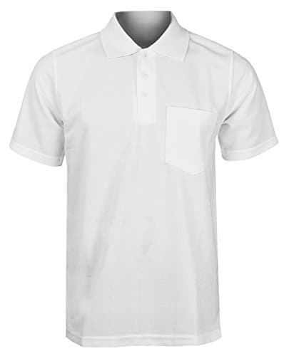 Image of Maan Store Men's Polo Shirt with Front Pocket Short Sleeve Casual and Leisure, Medium, White