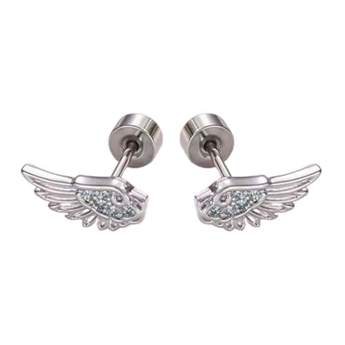 Image of Meiliyizu Fit Wing Themed Cartilage Studs Alloy Portable Designs Long Time Wear for Her Styles Trendy Ear Accessory