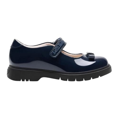 Image of Lelli Kelly LK8506 Miss LK Jolie Black, Blue, Grey, Brown Patent Bow School Shoes (Blue, UK Footwear Size System, Big Kid, Women, Numeric, Medium, 1)