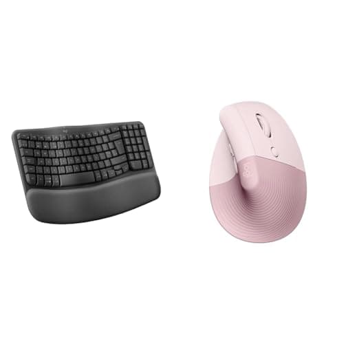 Image of Logitech Wave Keys Wireless Ergonomic Keyboard with Cushioned Palm Rest, Comfortable Natural Typing & Lift Vertical Ergonomic Mouse, Wireless, Bluetooth or Logi Bolt USB receiver, Quiet clicks
