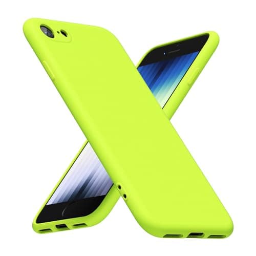 Image of LoeoeL for iPhone SE Case Silicone 2nd 3rd Genration iPhone 7/8, Fluorescent Neon Lime Green Bright Color Matte TPU, Minimalist Ultra Thin Slim Soft Rubber Gel Girly Cute Case for Women, Camera Cover