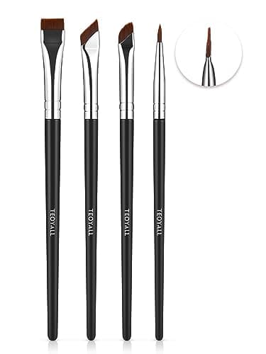 Image of TEOYALL Eyeliner Brushes Set, 4 PCS Ultra Thin Slanted Angled Brush Precision Fine Point Eyeliner Brush Flat Eyebrow Brush