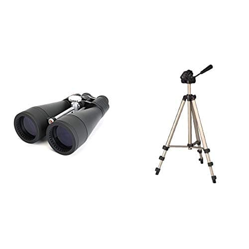 Image of Celestron 71018 SkyMaster 20 x 80 Binocular & Hama 4175 | Star 75 Camera Tripod | Up to 125cm | Incl. Carrying Bag | Black