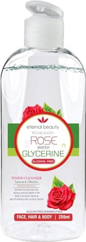 Image of Rose Water & Glycerine 250ml – Natural Hydrating Toner & Moisturizer for Face, Skin & Hair – Refreshing Floral Mist for Glowing Skin – Alcohol-Free, Pure & Gentle New Formula by Eternal Beauty