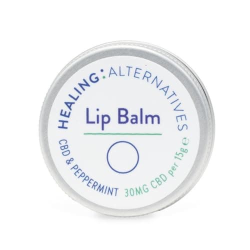 Image of Healing Alternatives CBD Lip Balm Peppermint, 15g | Organic Lip Care with Cocoa Butter, Almond & Coconut Oils | Moisturising for Dry, Chapped, Sensitive Lips | Vegan & 100% Organic