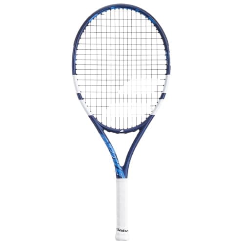 Image of Babolat, Tennis Racket Drive Junior, One Size, Colour: Blue/White, Graphite and Aluminium Composite Frame, Lightweight 230g, Ideal for Young Players 9-11 Years