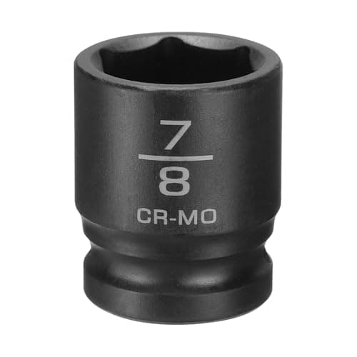 Image of sourcing map 6 Point Shallow Impact Socket 7/8" Socket 1/2" Square Drive 38mm (1.5") Long 40cr Alloy Steel for Home Auto Axle Hex Nuts Bolts Repair, Black