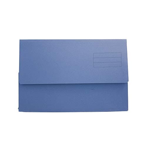 Image of Exacompta - Ref DW250-BLUZ - Guildhall - Plain Document Wallet, 345x245mm, Holds 200 Sheets, 250gsm Medium Weight Premium Quality Manilla, Holds A4 & Foolscap Documents - Blue, Pack of 50