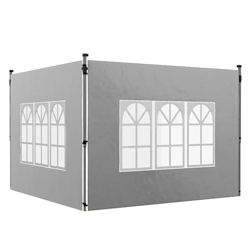 Image of Outsunny Gazebo Side Panels with Window for 3x3(m) Pop Up Gazebo, 2 Pack Sides Replacement, Grey