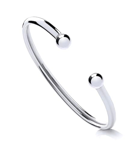 Image of Old English Jewellers 925 Sterling Silver Torque Ball Opening Bangle - Maiden's/Boys or Girls/Small Ladies