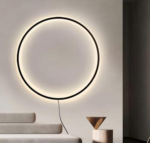 Image of DESHOME Circle Wall Light 80cm LED Indirect Lighting for Wall Round Indoor Dimmable with Switch and Cable Ring Wall Lights Modern Design, for Living Room, Bedroom, Office, Bedside, Cafe