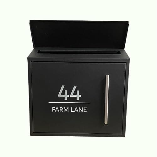 Image of One of a Kind Design UK Wall-Mounted Post Box Waterproof, Lockable, Mailbox for Outside, Secure Contemporary Letterbox with Newspaper Slot, Stylish Outdoor Postbox, Modern UK Post Boxes - Black