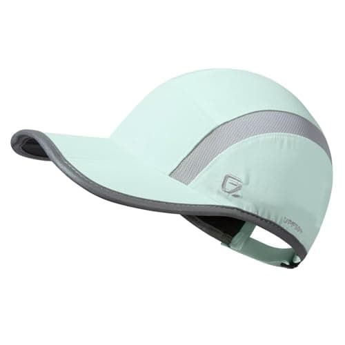 Image of GADIEMKENSD UPF50+ Quick Dry Sports Hat Lightweight Breathable Reflective Outdoor Running Cap (Folding Series, Mint Green)