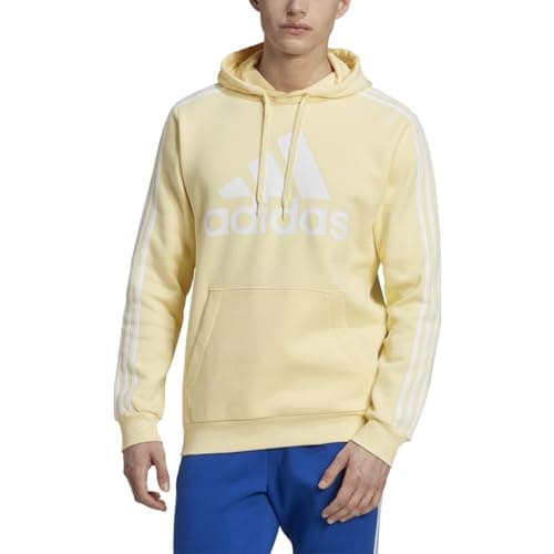 Image of adidas Men's 3-Stripes Fleece Hoodie, Almost yellow-white, S
