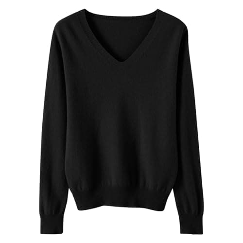 Image of Jumpers for Women UK Clearance Women's Sweaters Casual Long Sleeve Shirts Ladies Tops Loose V Neck Knit Solid Pullover Sweater Jumper Tunic Tops Fall Sweatshirts