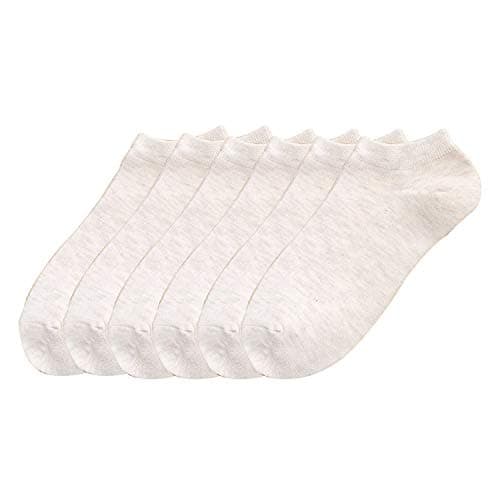 Image of YMWALK Women Socks,6 Pairs Comfortable Cotton Casual Socks Low Cut Ankle Socks Breathable Liner Short Crew Socks for Running Walking Fitness Outdoor Sports-Cream