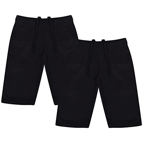 Image of A2Z 4 Kids Boys Shorts Cotton Stretch Casual Summer Knee Length - Shorts S07 Black 2 Pack 5-6