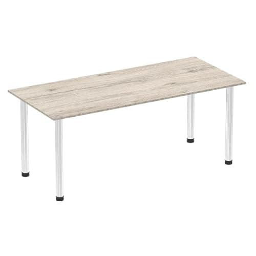 Image of Dynamic Office Solutions Impulse 1800mm Straight Table with Post Leg Grey Oak Chrome